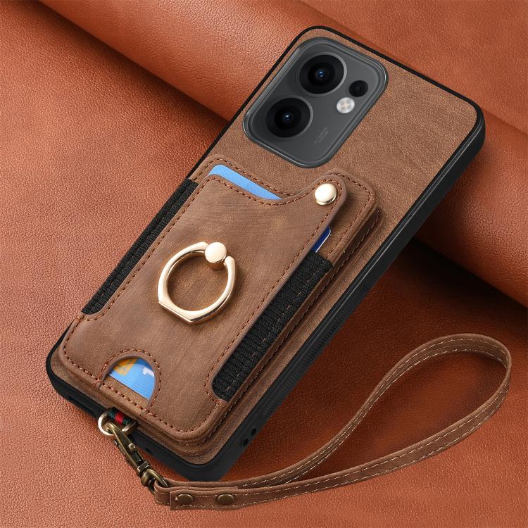 For OPPO Reno 13F Retro Skin-feel Ring Multi-card Wallet Phone Case