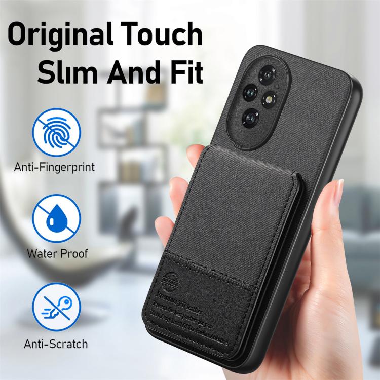 For Honor 200 Twill Fabric Leather Vertical Flip RFID Card Bag Phone Case