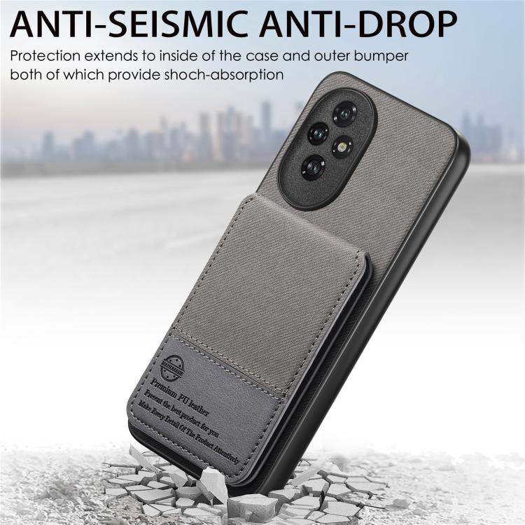 For Honor 200 Twill Fabric Leather Vertical Flip RFID Card Bag Phone Case