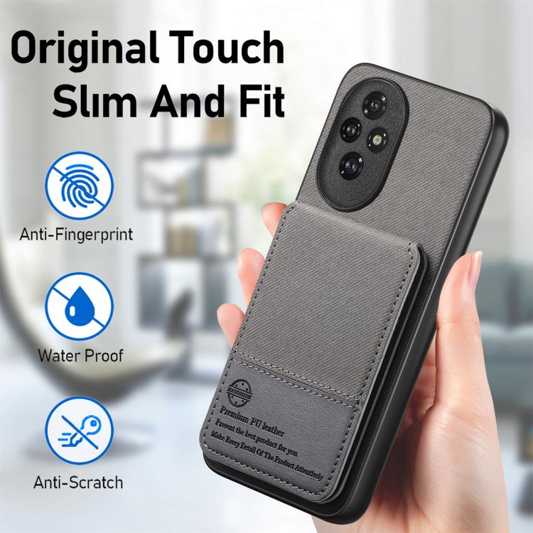 For Honor 200 Twill Fabric Leather Vertical Flip RFID Card Bag Phone Case