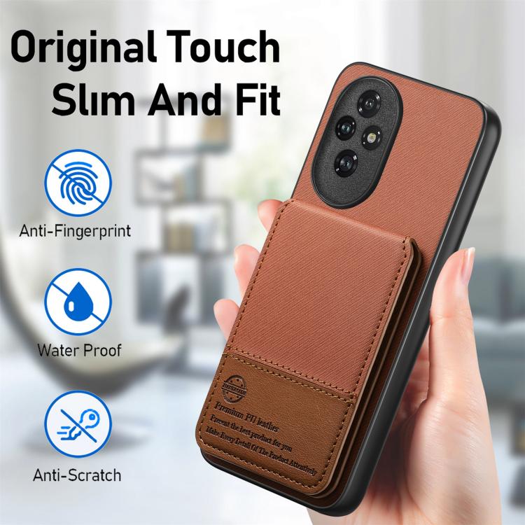 For Honor 200 Twill Fabric Leather Vertical Flip RFID Card Bag Phone Case