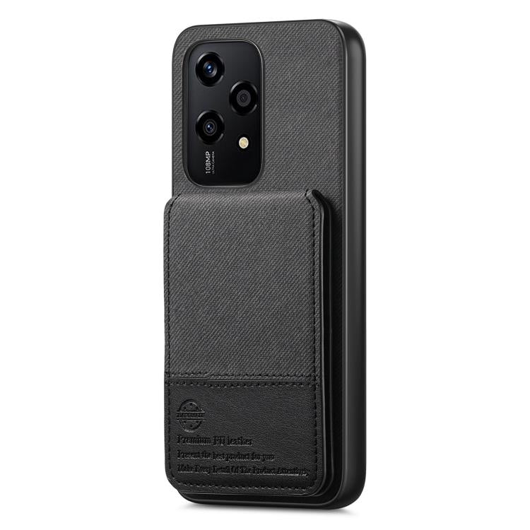 For Honor 200 Lite Global Twill Fabric Leather Vertical Flip RFID Card Bag Phone Case