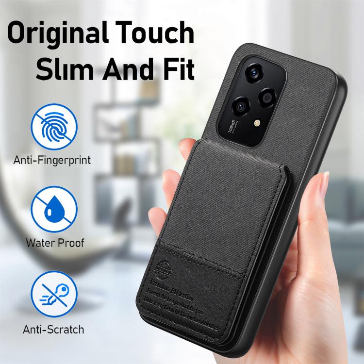 For Honor 200 Lite Global Twill Fabric Leather Vertical Flip RFID Card Bag Phone Case