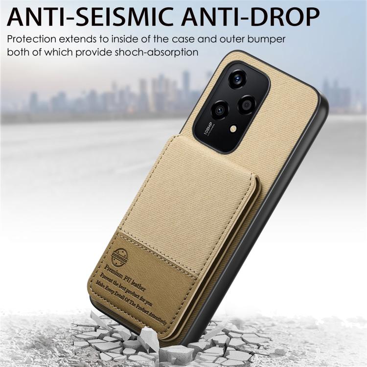 For Honor 200 Lite Global Twill Fabric Leather Vertical Flip RFID Card Bag Phone Case