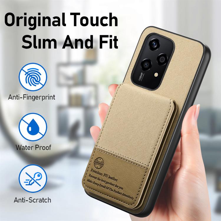 For Honor 200 Lite Global Twill Fabric Leather Vertical Flip RFID Card Bag Phone Case