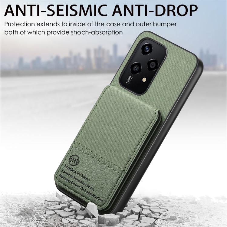 For Honor 200 Lite Global Twill Fabric Leather Vertical Flip RFID Card Bag Phone Case