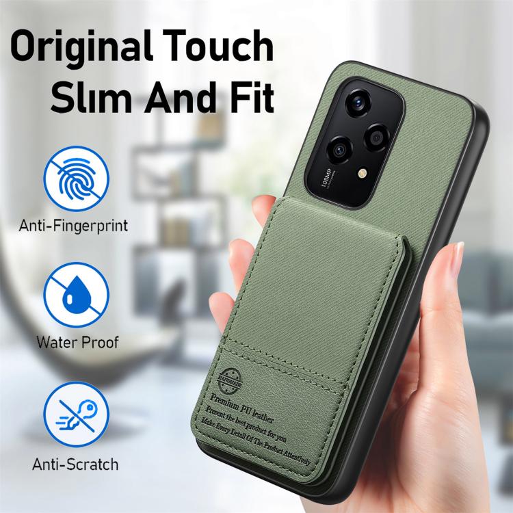 For Honor 200 Lite Global Twill Fabric Leather Vertical Flip RFID Card Bag Phone Case