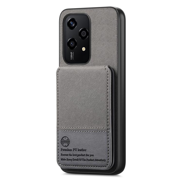 For Honor 200 Lite Global Twill Fabric Leather Vertical Flip RFID Card Bag Phone Case