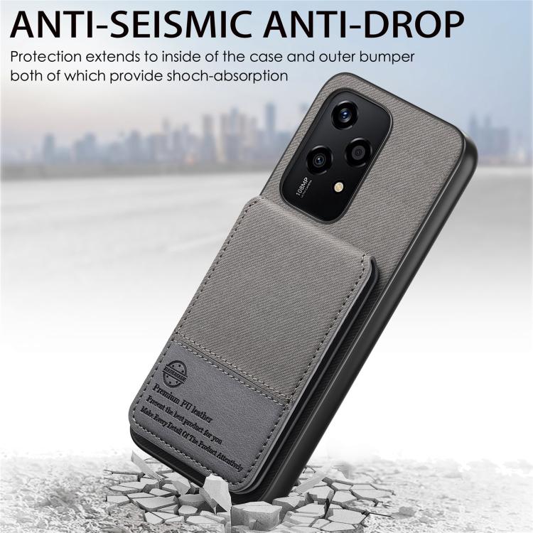 For Honor 200 Lite Global Twill Fabric Leather Vertical Flip RFID Card Bag Phone Case