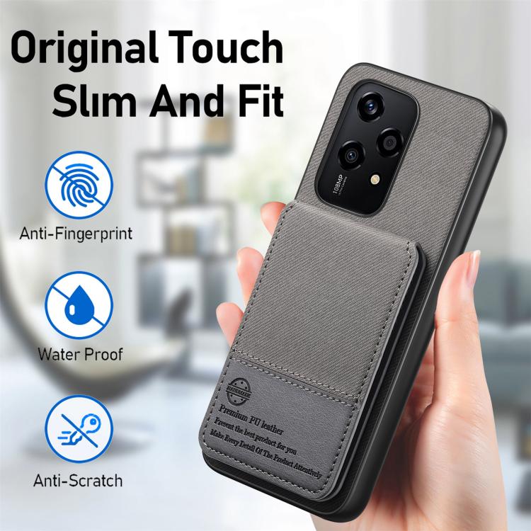 For Honor 200 Lite Global Twill Fabric Leather Vertical Flip RFID Card Bag Phone Case