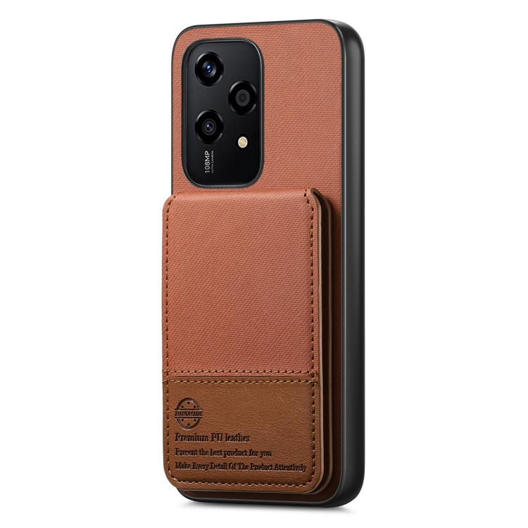 For Honor 200 Lite Global Twill Fabric Leather Vertical Flip RFID Card Bag Phone Case