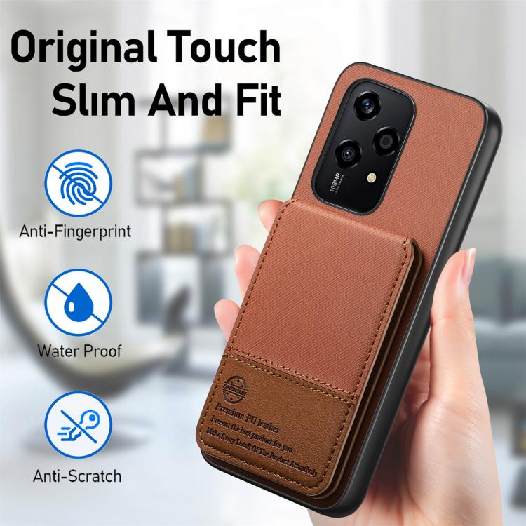 For Honor 200 Lite Global Twill Fabric Leather Vertical Flip RFID Card Bag Phone Case