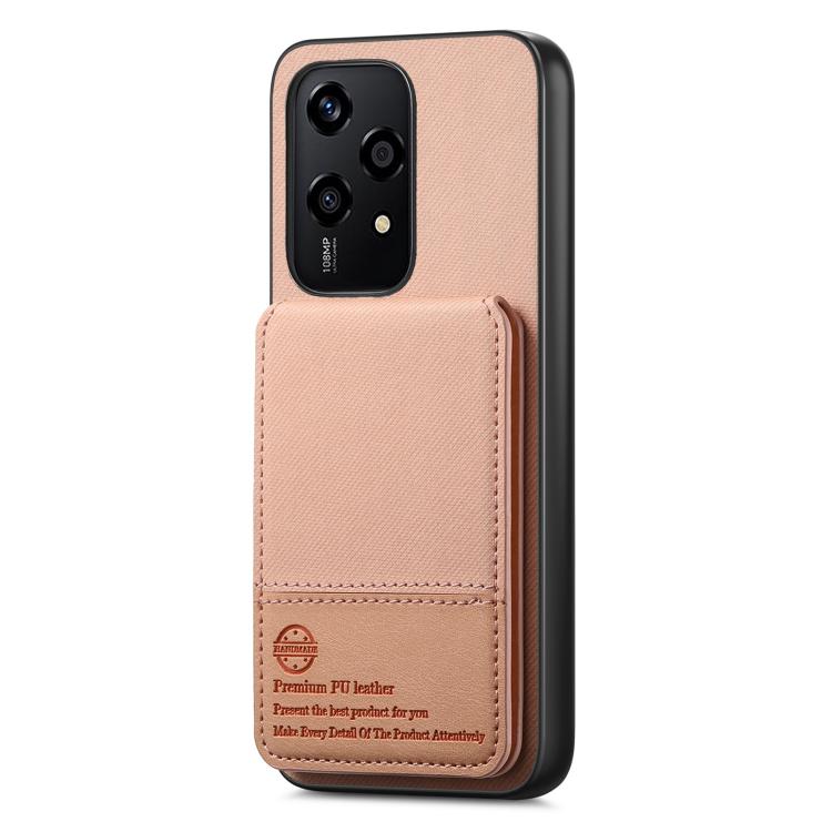 For Honor 200 Lite Global Twill Fabric Leather Vertical Flip RFID Card Bag Phone Case