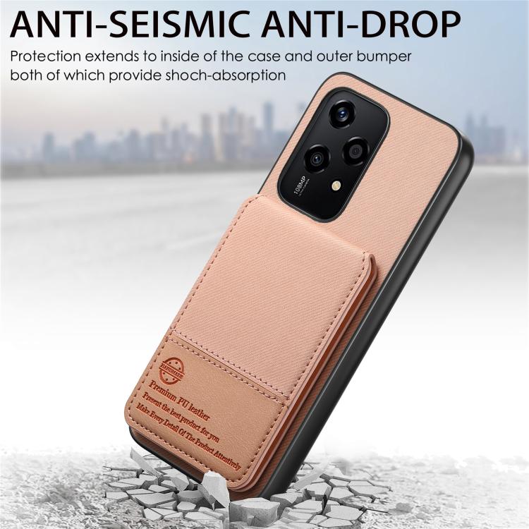 For Honor 200 Lite Global Twill Fabric Leather Vertical Flip RFID Card Bag Phone Case