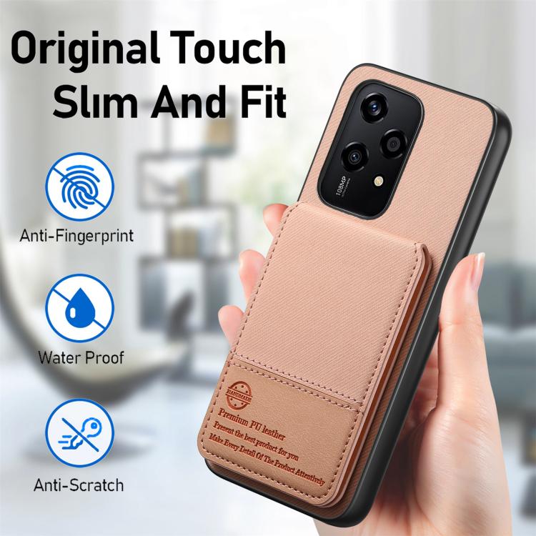 For Honor 200 Lite Global Twill Fabric Leather Vertical Flip RFID Card Bag Phone Case