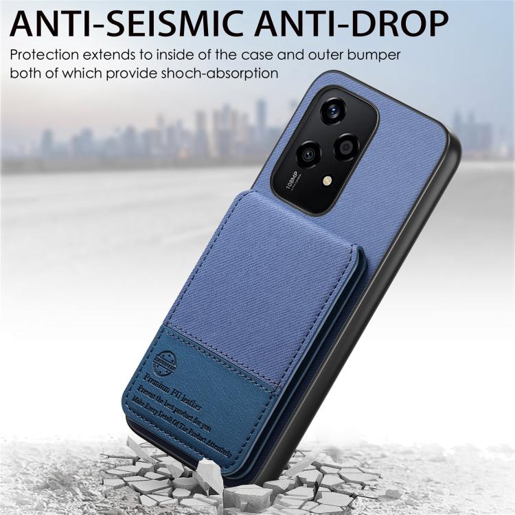 For Honor 200 Lite Global Twill Fabric Leather Vertical Flip RFID Card Bag Phone Case