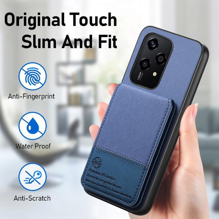 For Honor 200 Lite Global Twill Fabric Leather Vertical Flip RFID Card Bag Phone Case