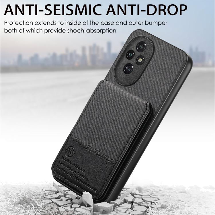 For Honor 300 Twill Fabric Leather Vertical Flip RFID Card Bag Phone Case