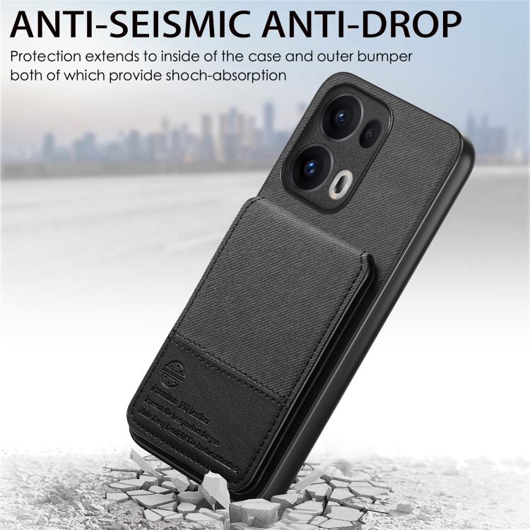 For OPPO Reno13 Pro Global Twill Fabric Leather Vertical Flip RFID Card Bag Phone Case