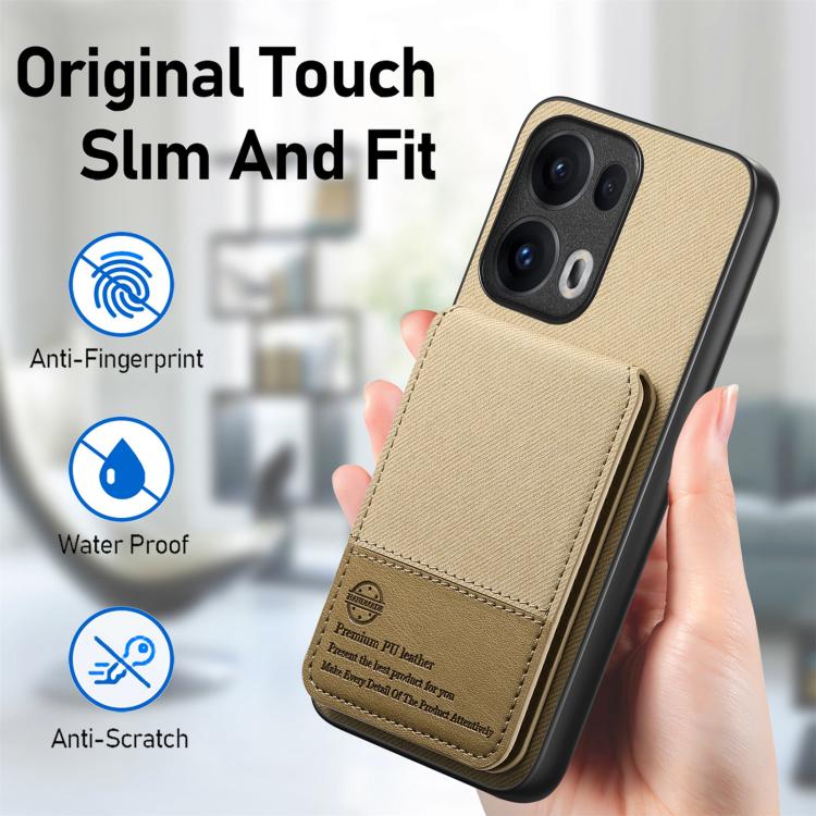 For OPPO Reno13  Global Twill Fabric Leather Vertical Flip RFID Card Bag Phone Case