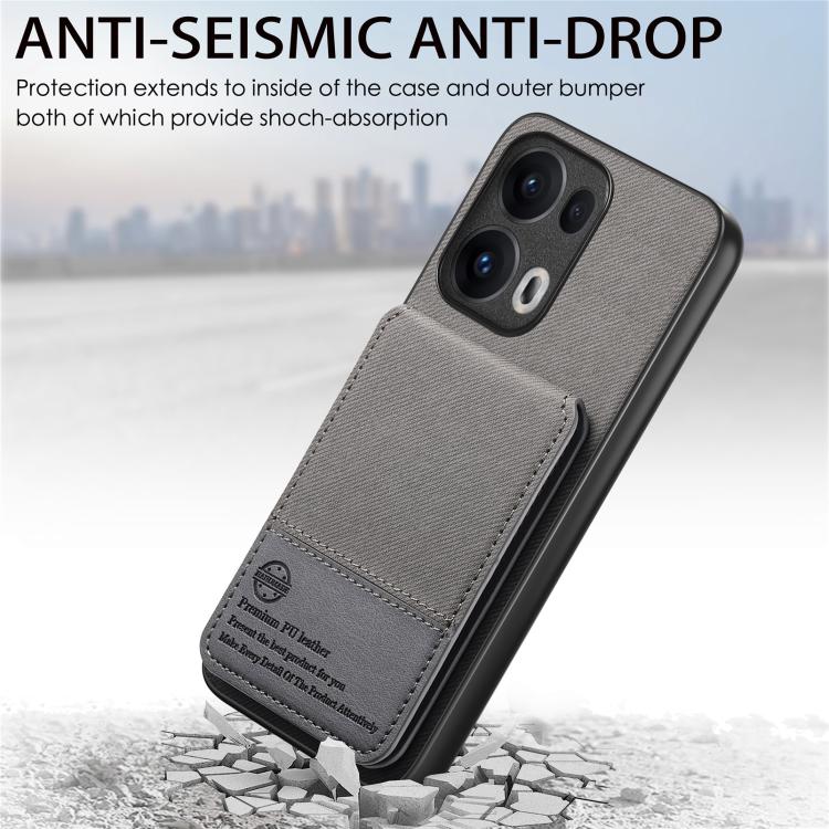 For OPPO Reno13  Global Twill Fabric Leather Vertical Flip RFID Card Bag Phone Case