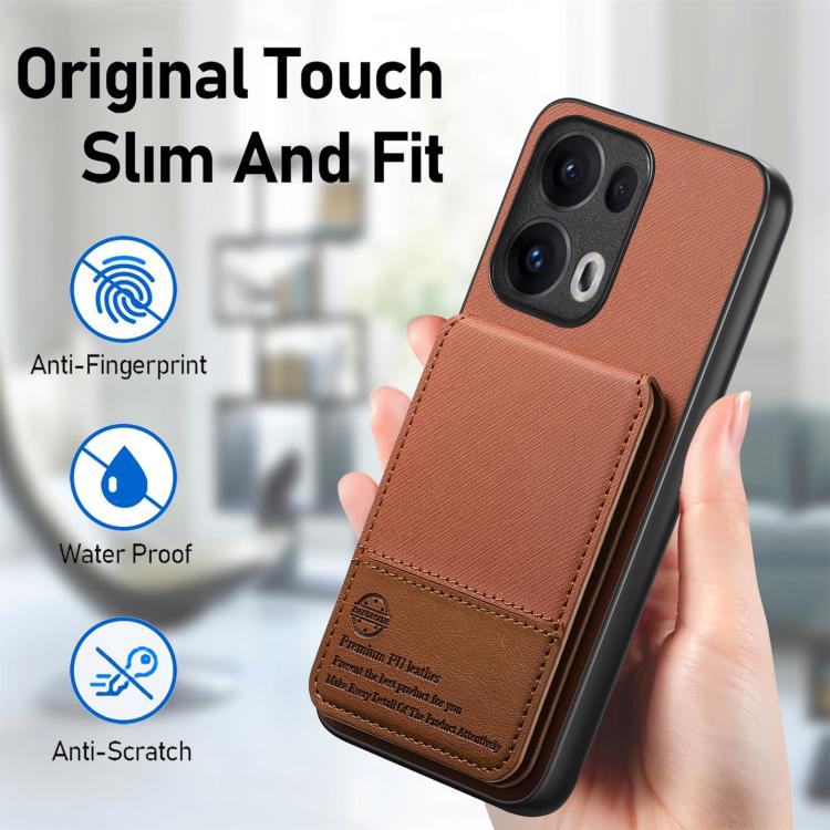 For OPPO Reno13  Global Twill Fabric Leather Vertical Flip RFID Card Bag Phone Case