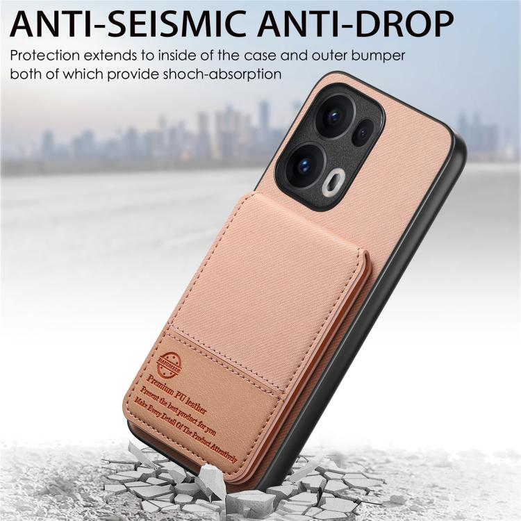For OPPO Reno13  Global Twill Fabric Leather Vertical Flip RFID Card Bag Phone Case