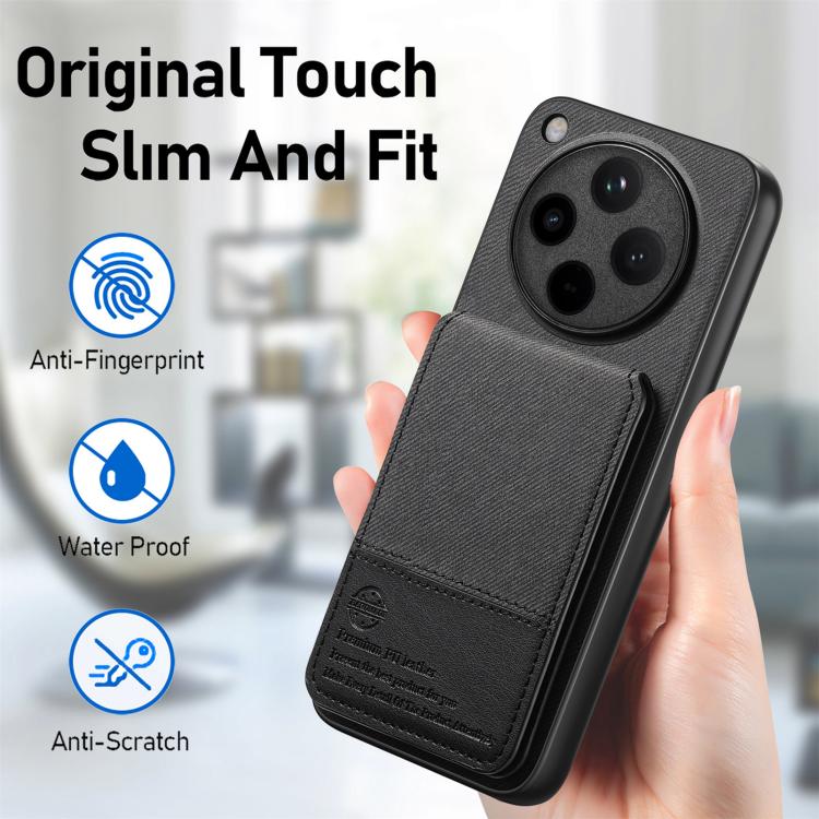 For OPPO Find X8 Twill Fabric Leather Vertical Flip RFID Card Bag Phone Case