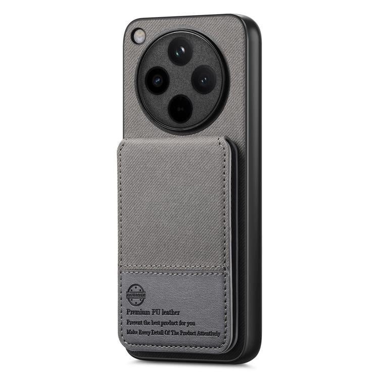 For OPPO Find X8 Twill Fabric Leather Vertical Flip RFID Card Bag Phone Case