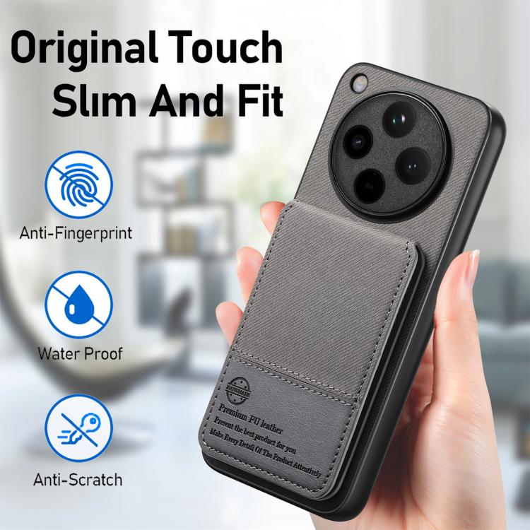 For OPPO Find X8 Twill Fabric Leather Vertical Flip RFID Card Bag Phone Case