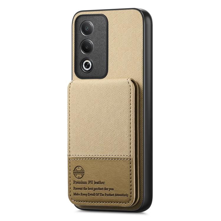 For OPPO A3X 4G Twill Fabric Leather Vertical Flip RFID Card Bag Phone Case
