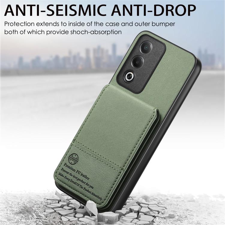 For OPPO A3X 4G Twill Fabric Leather Vertical Flip RFID Card Bag Phone Case