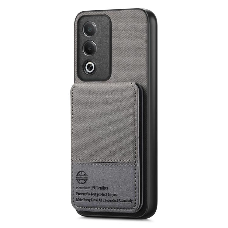 For OPPO A3X 4G Twill Fabric Leather Vertical Flip RFID Card Bag Phone Case