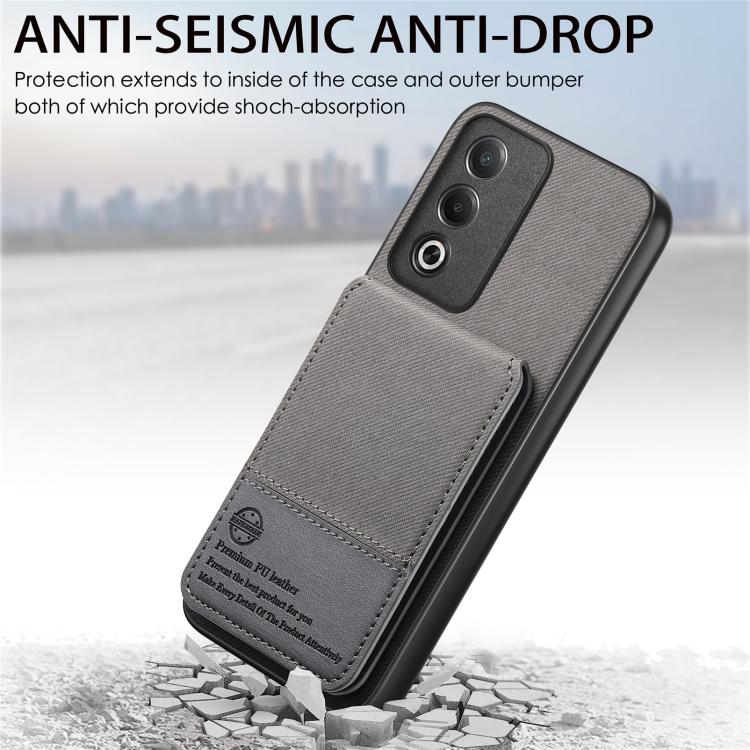 For OPPO A3X 4G Twill Fabric Leather Vertical Flip RFID Card Bag Phone Case
