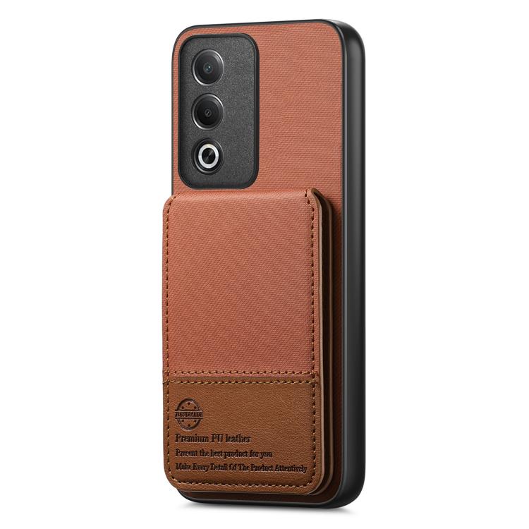 For OPPO A3X 4G Twill Fabric Leather Vertical Flip RFID Card Bag Phone Case