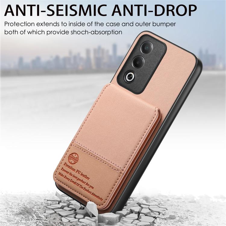 For OPPO A3X 4G Twill Fabric Leather Vertical Flip RFID Card Bag Phone Case