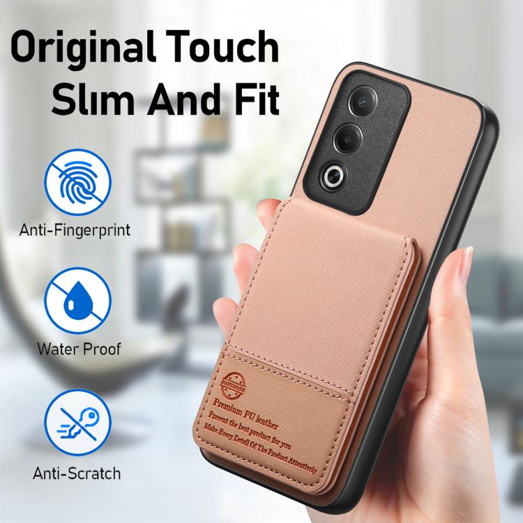 For OPPO A3X 4G Twill Fabric Leather Vertical Flip RFID Card Bag Phone Case