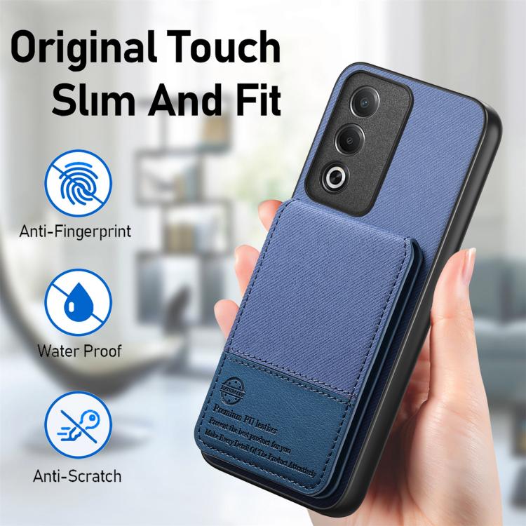 For OPPO A3X 4G Twill Fabric Leather Vertical Flip RFID Card Bag Phone Case