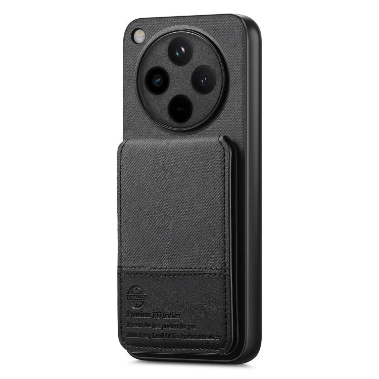 For OPPO Find X8 Pro Twill Fabric Leather Vertical Flip RFID Card Bag Phone Case