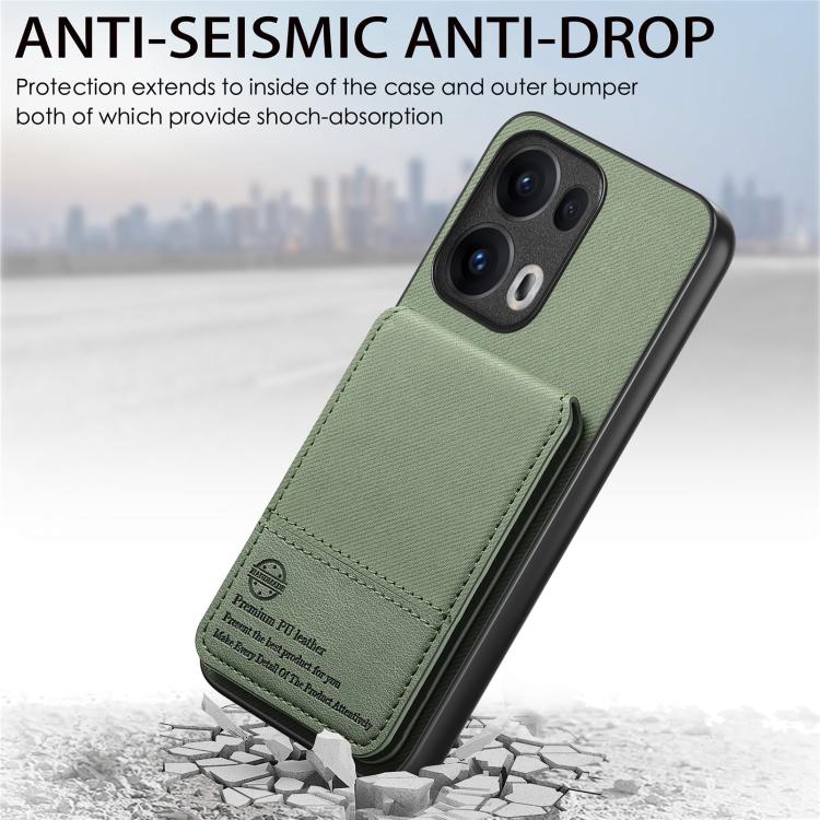 For OPPO Reno13 F Twill Fabric Leather Vertical Flip RFID Card Bag Phone Case