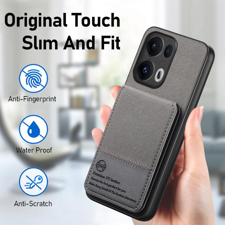 For OPPO Reno13 F Twill Fabric Leather Vertical Flip RFID Card Bag Phone Case