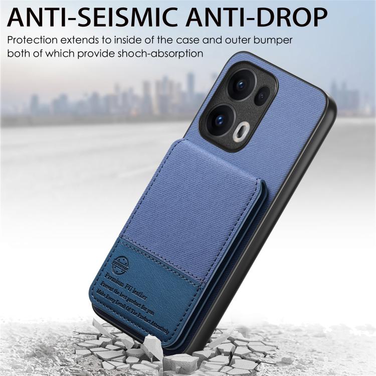 For OPPO Reno13 F Twill Fabric Leather Vertical Flip RFID Card Bag Phone Case