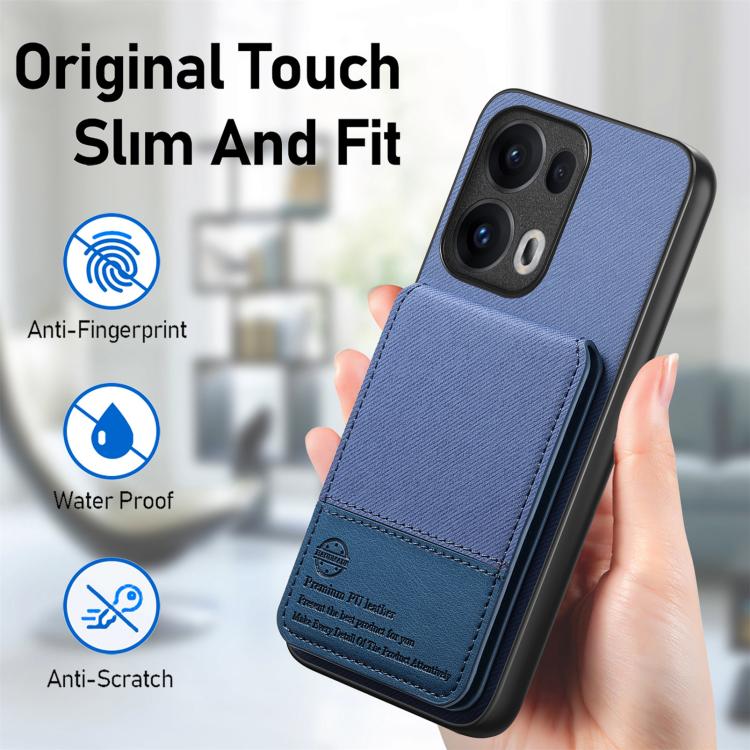 For OPPO Reno13 F Twill Fabric Leather Vertical Flip RFID Card Bag Phone Case