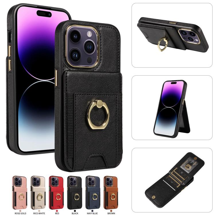 For iPhone 16 Pro Max Ring Multifunctional Vertical Flip Wallet Back Cover Leather Phone Case