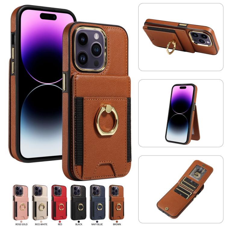 For iPhone 16 Pro Max Ring Multifunctional Vertical Flip Wallet Back Cover Leather Phone Case