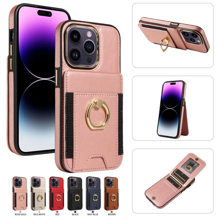 For iPhone 16 Pro Max Ring Multifunctional Vertical Flip Wallet Back Cover Leather Phone Case
