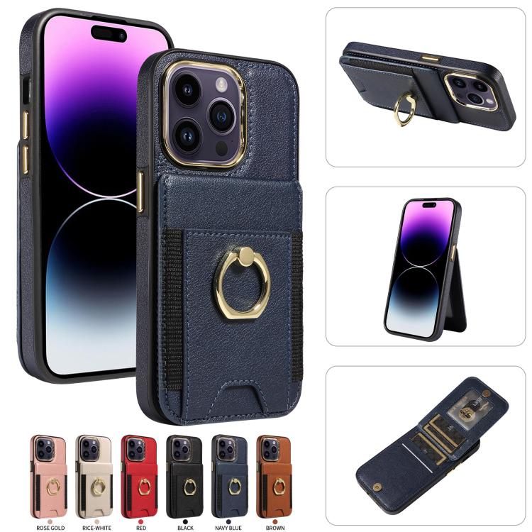 For iPhone 16 Pro Max Ring Multifunctional Vertical Flip Wallet Back Cover Leather Phone Case