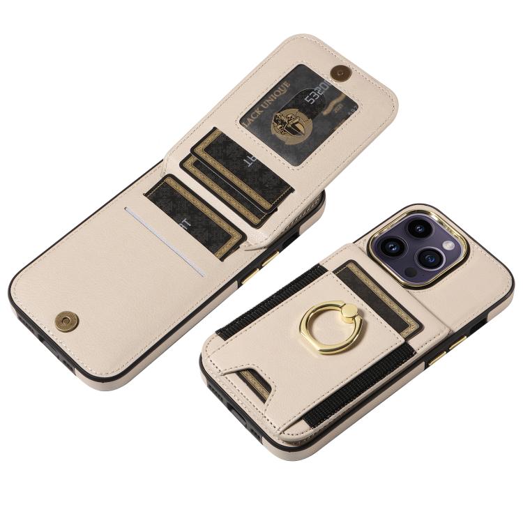 For iPhone 16 Pro Max Ring Multifunctional Vertical Flip Wallet Back Cover Leather Phone Case