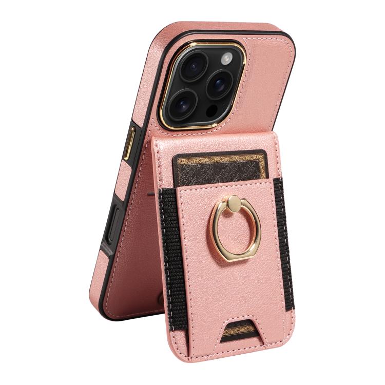 For iPhone 16 Pro Ring Multifunctional Vertical Flip Wallet Back Cover Leather Phone Case