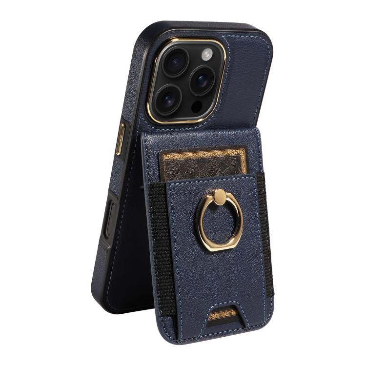 For iPhone 16 Pro Ring Multifunctional Vertical Flip Wallet Back Cover Leather Phone Case
